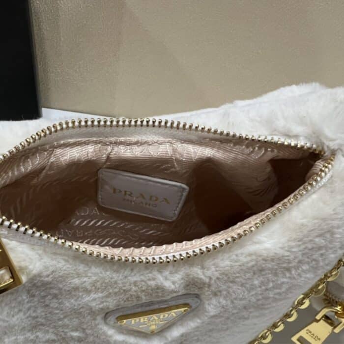 Prada Re Edition Mini Bag Shearling White 24cm 1BC204 2EC9 F0009 V ZOO - Image 3