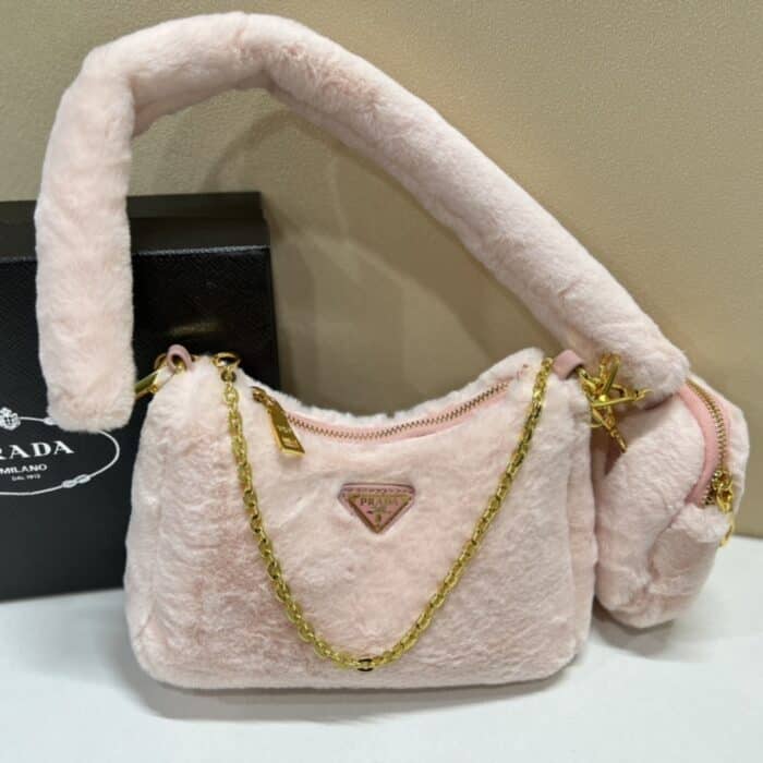 Prada Re Edition Mini Bag Shearling Orchid Pink 24cm 1BC204 2EC9 F0615 V ZOO - Image 2