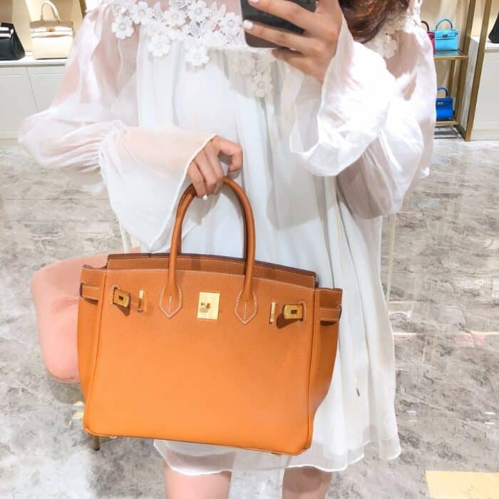 Hermes Birkin 25 Bag Togo Orange 25cm - Image 2