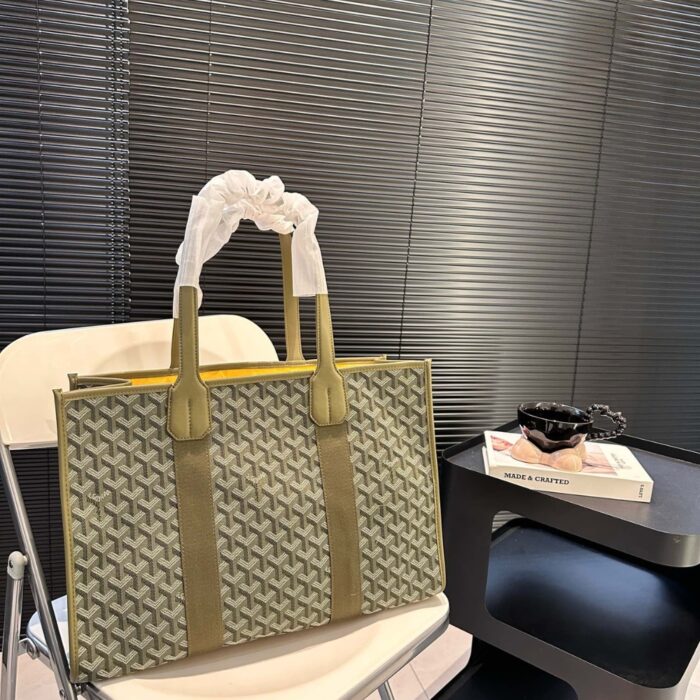 Goyard Villette Jacquard Tote Bags Khaki Green 44cm - Image 2