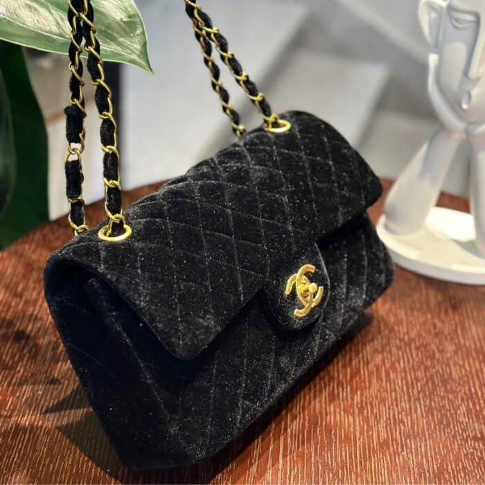 Chanel Medium Classic Double Flap Bag Suede Black 24cm - Image 2