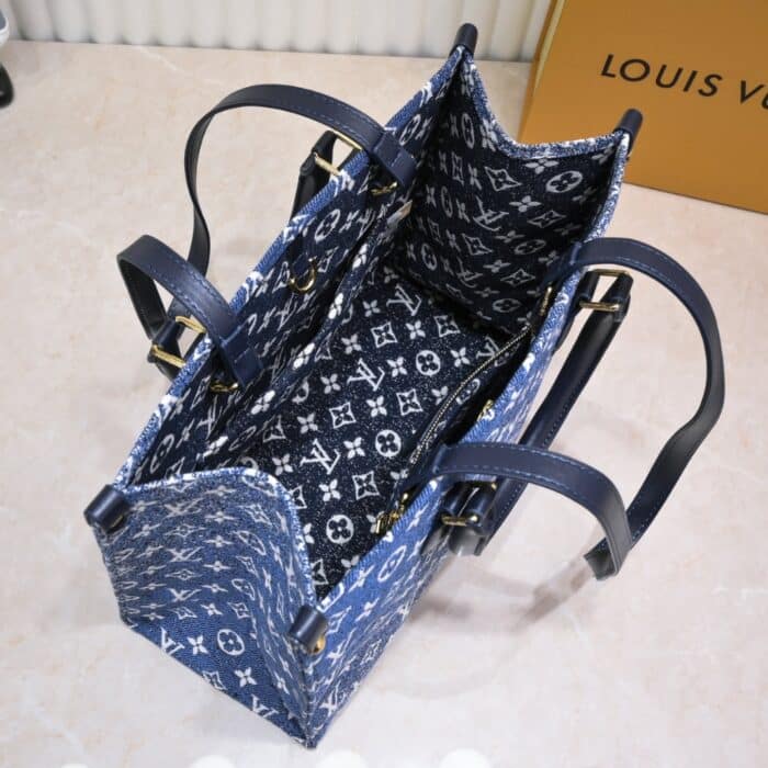 Louis Vuitton Onthego Tote Bag Denim Blue 35cm M59608 - Image 3