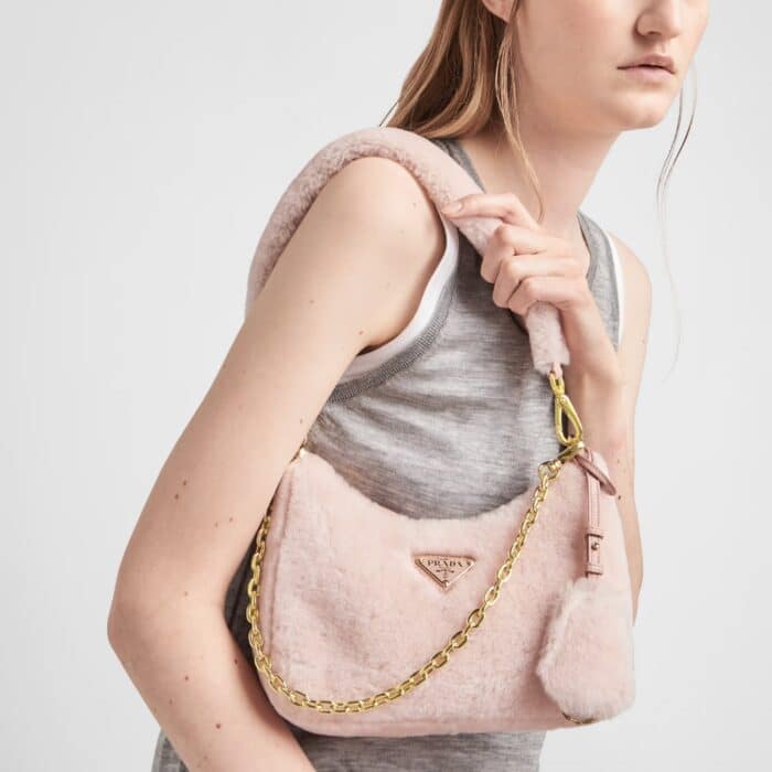 Prada Re Edition Mini Bag Shearling Orchid Pink 24cm 1BC204 2EC9 F0615 V ZOO - Image 3