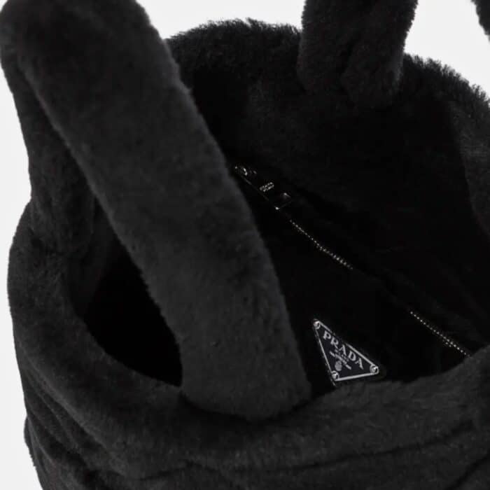 Prada Nappa Tote Bag Shearling Black 26cm - Image 3