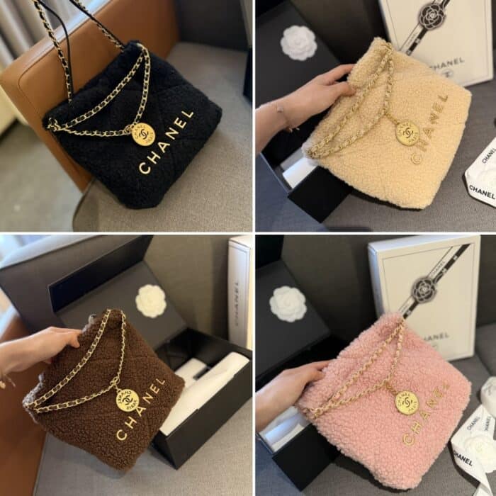 Chanel 22 Mini Handbag Shearling Ecru 20cm AS3980 B18299 NZZG0 - Image 3