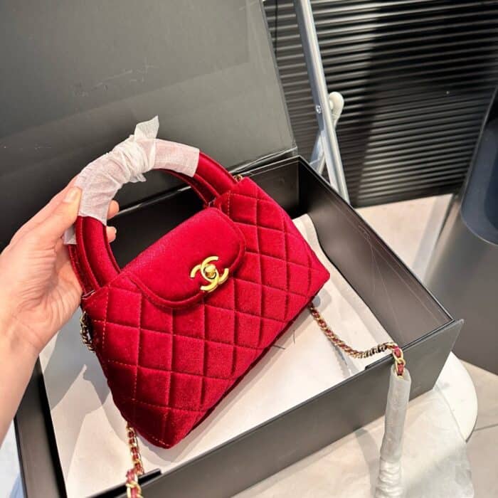 Chanel Clutch With Chain Red Velvet 19cm - Image 4