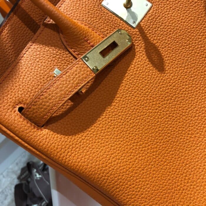 Hermes Birkin 25 Bag Togo Orange 25cm - Image 3