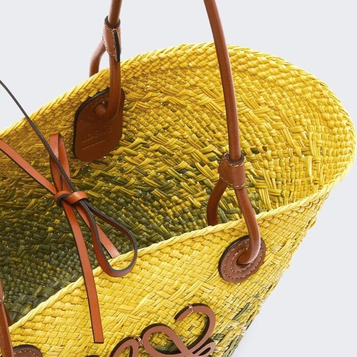 Loewe Anagram Basket Bag Khaki Green And Yellow 27cm A223P65X04 - Image 3