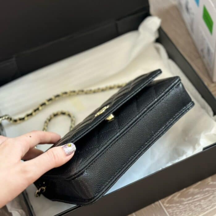 Chanel Wallet On Chain Caviar Quilted Black 19cm - Image 3