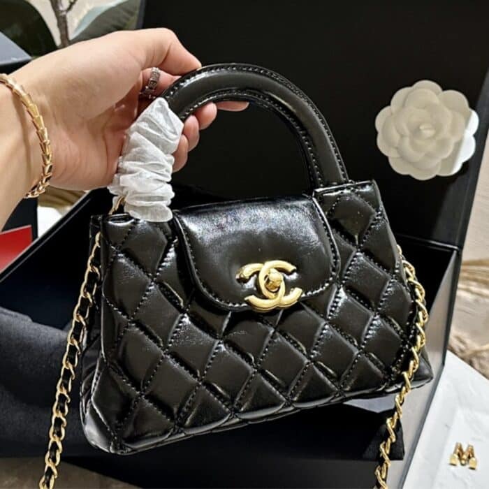 Chanel Kelly Bag Shiny Black 18.5cm AS4416 B14296 94305 - Image 3