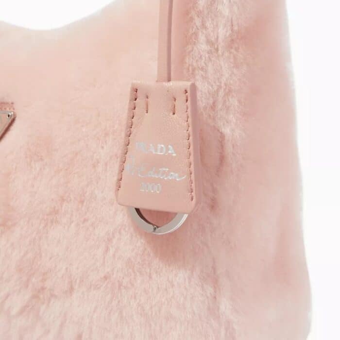 Prada Re Edition 2000 Bag Shearling Pink 23cm - Image 3