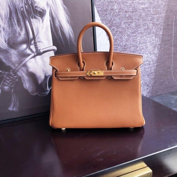 Hermes Birkin 25 Handbag Gold Brown 25cm - Image 4