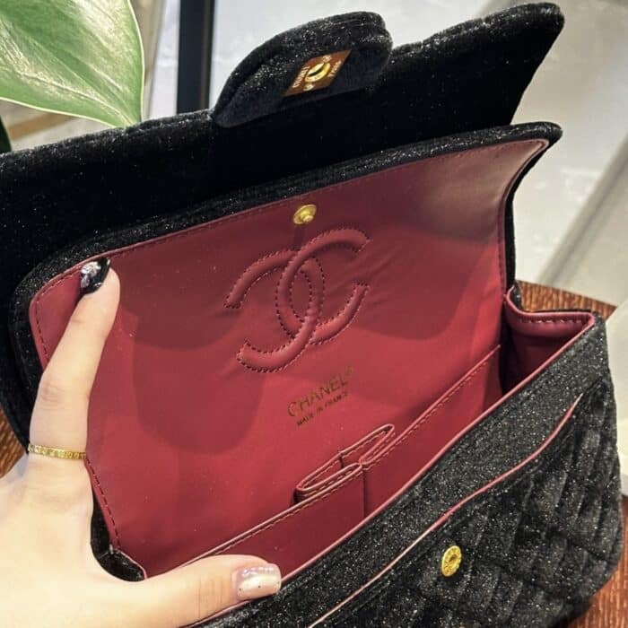 Chanel Medium Classic Double Flap Bag Suede Black 24cm - Image 4