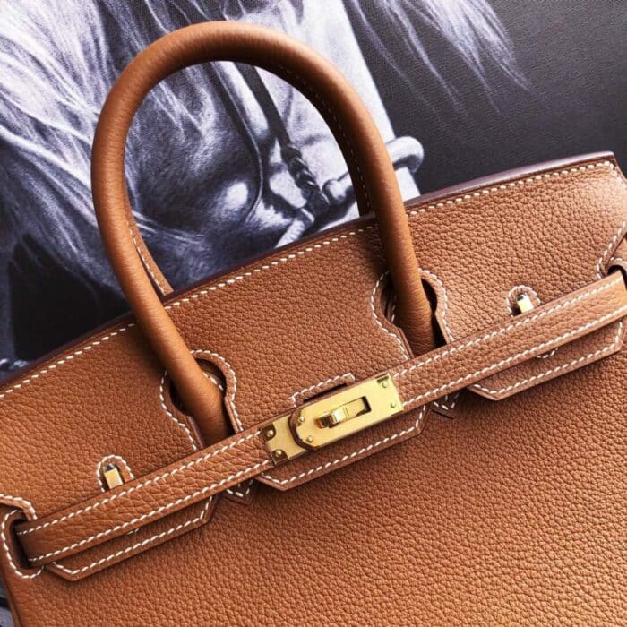 Hermes Birkin 25 Handbag Gold Brown 25cm - Image 5