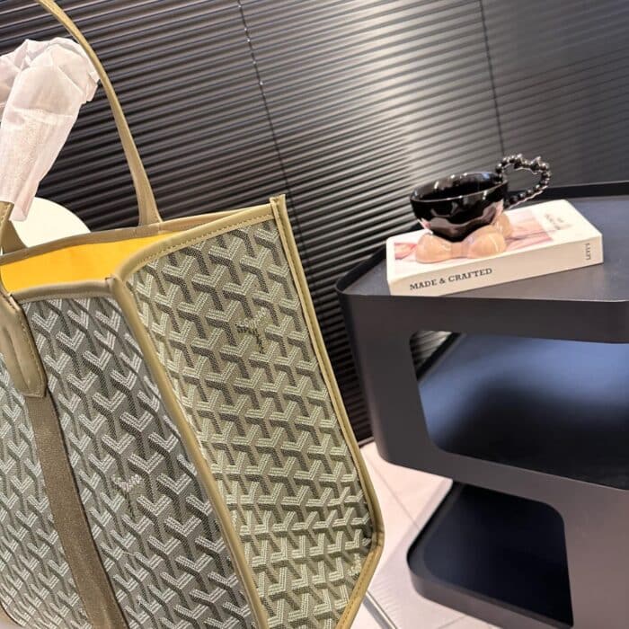 Goyard Villette Jacquard Tote Bags Khaki Green 44cm - Image 6