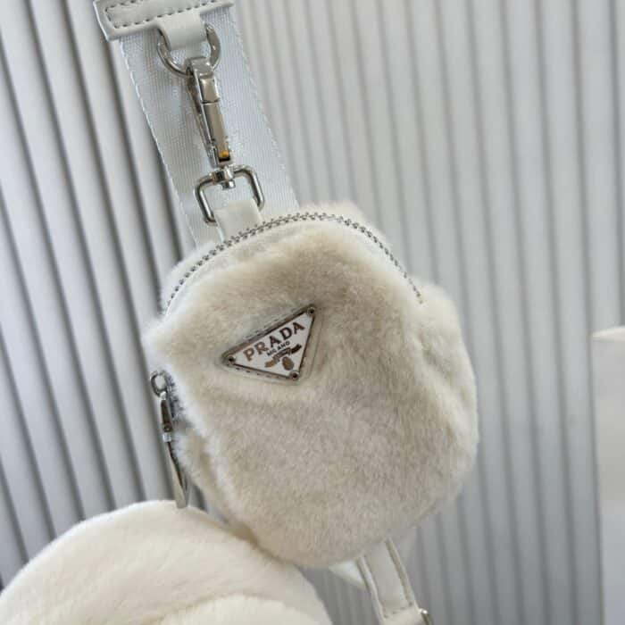 Prada Nappa Tote Bag Shearling White 26cm - Image 7