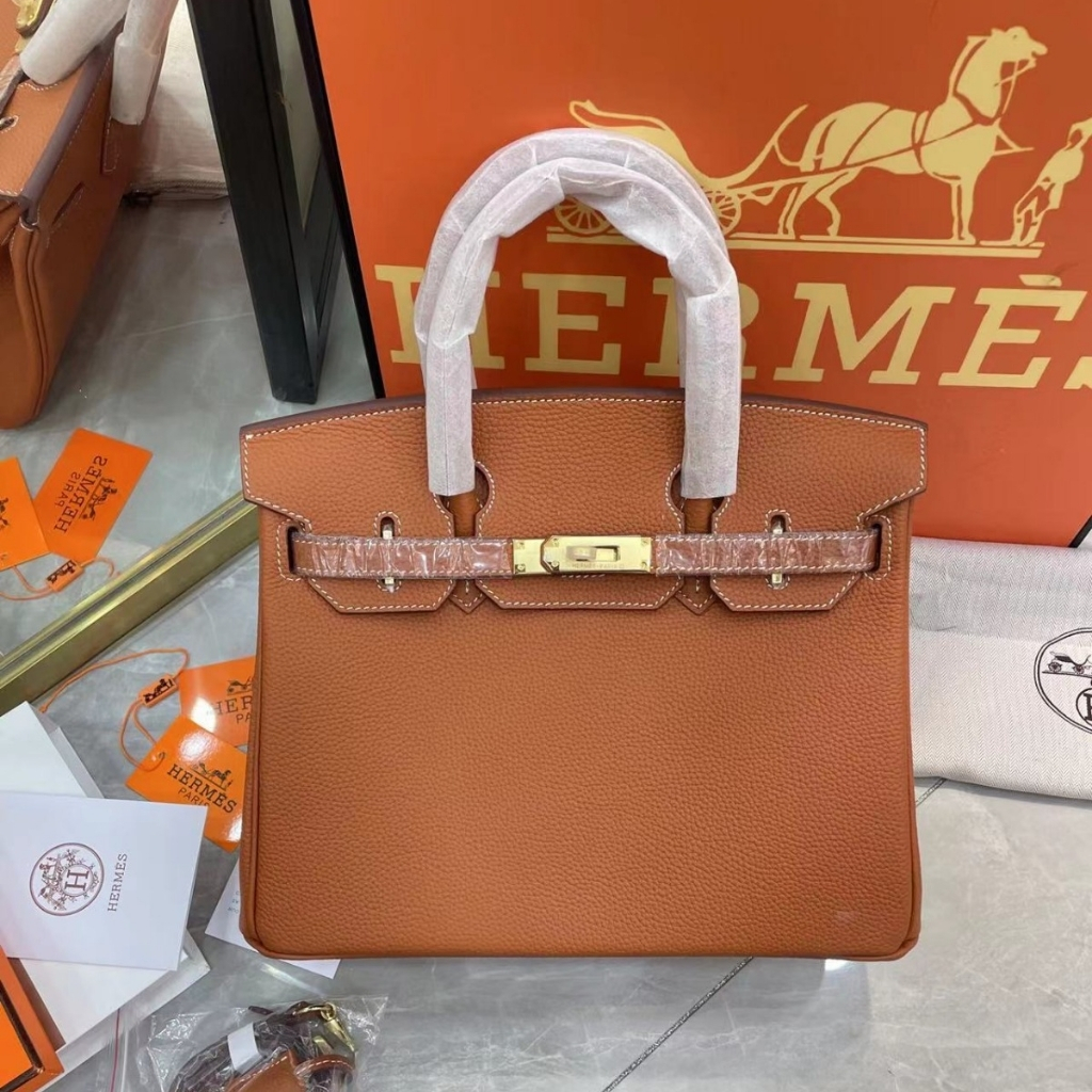 Hermes Birkin 25 Handbag Gold Brown 25cm - Image 2
