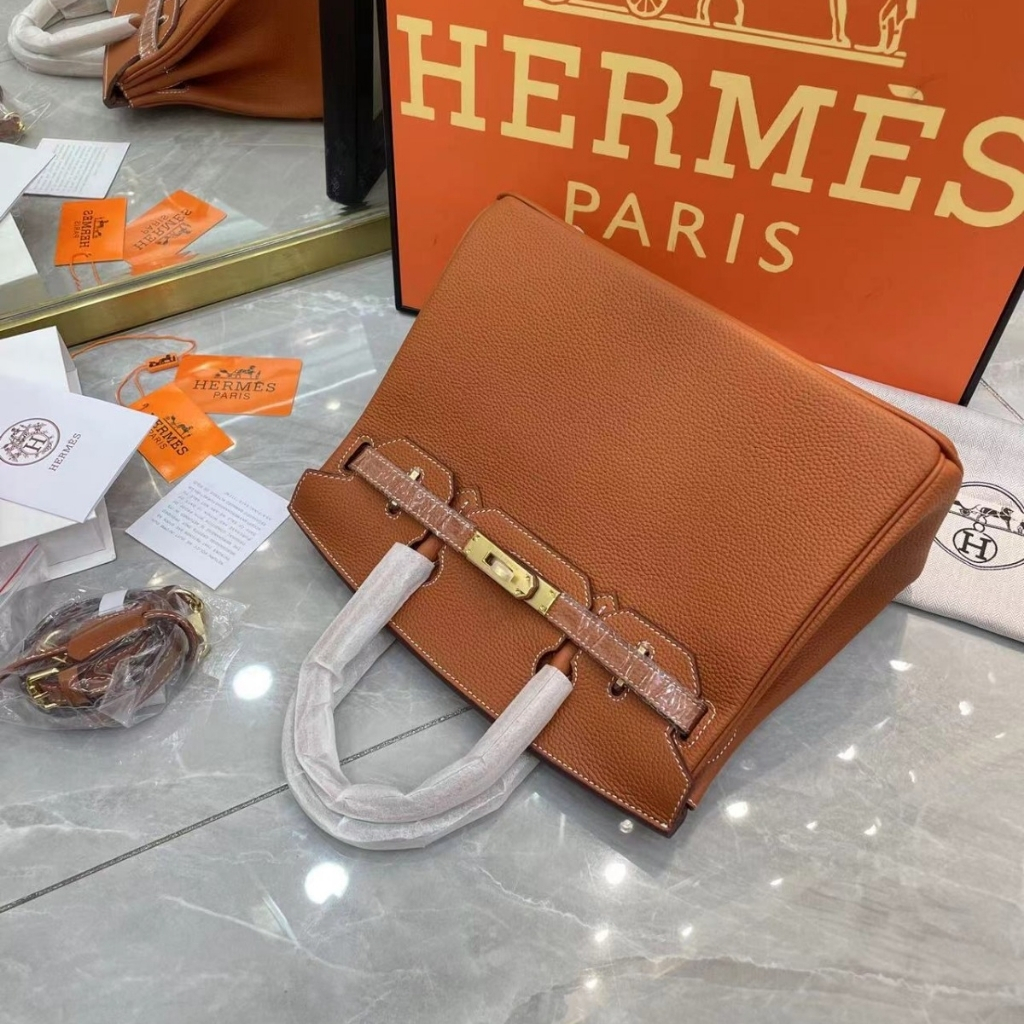 Hermes Birkin 25 Handbag Gold Brown 25cm - Image 3