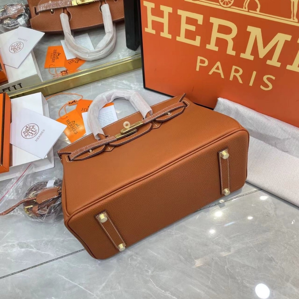 Hermes Birkin 25 Handbag Gold Brown 25cm - Image 4