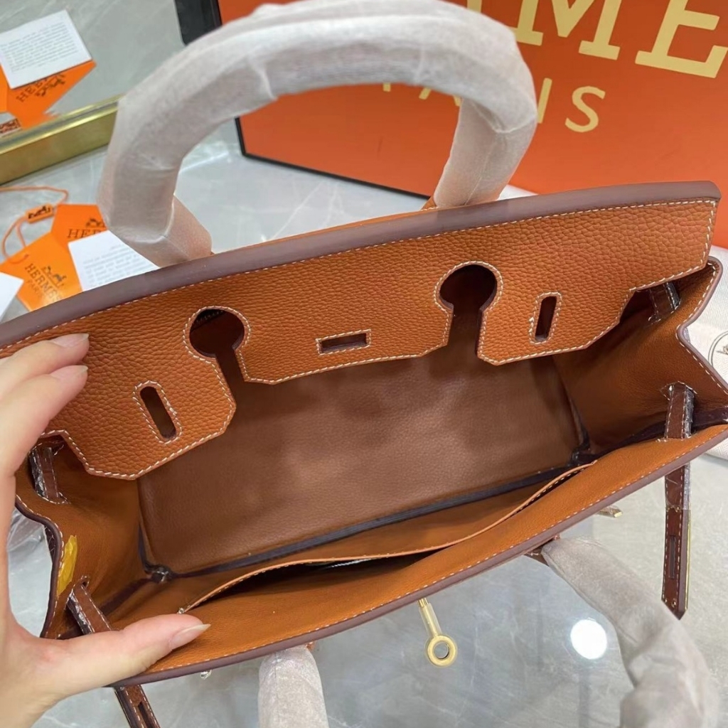 Hermes Birkin 25 Handbag Gold Brown 25cm - Image 6