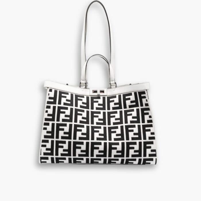 Fendi Peekaboo Bag FF Logo Black And White 40cm