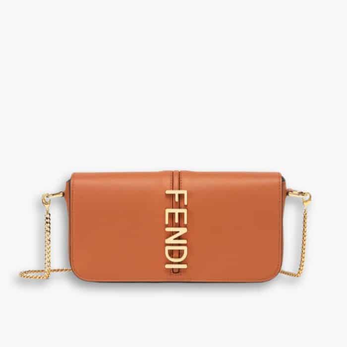 Fendi Fendigraphy Wallet On Chain Brown 21cm 8BS076A5DYF1C6J