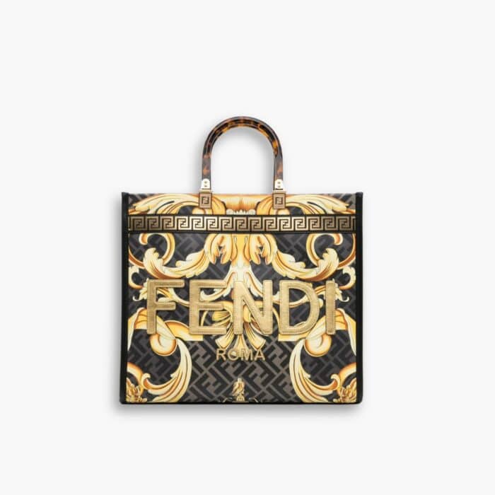 Fendi X Versace Fendace Sunshine Tote Gold Baroque & Ff Motif  35cm