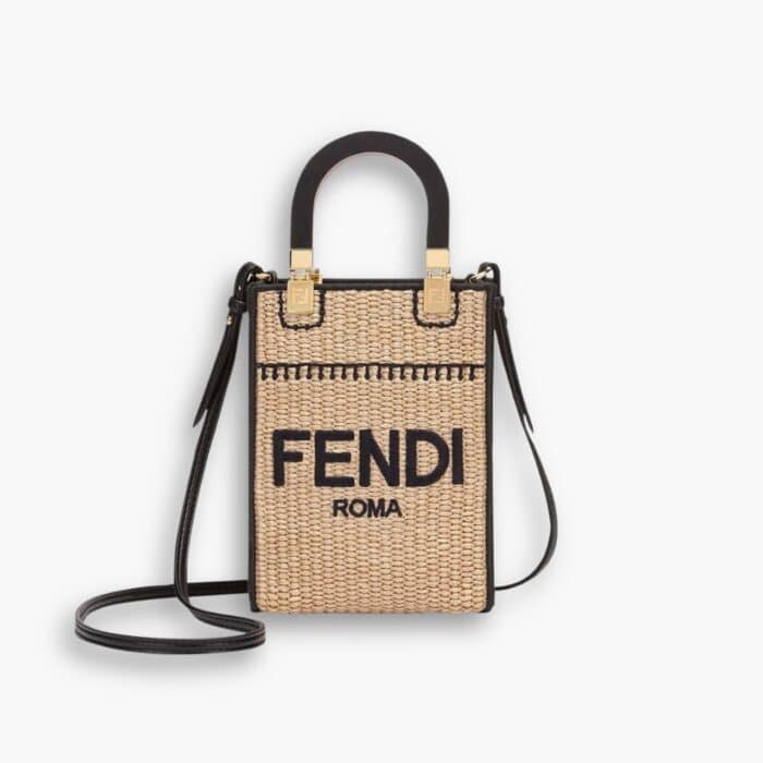 Fendi Sunshine Mini Straw Tote 19cm