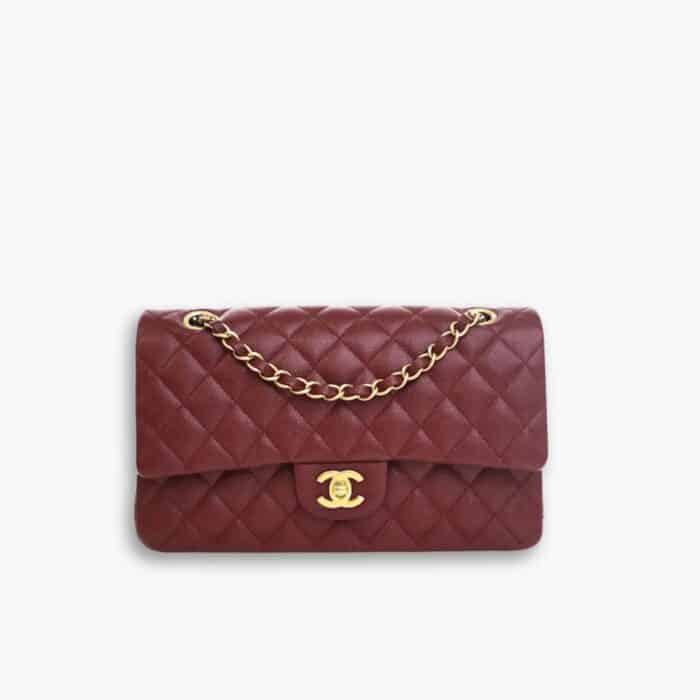 Chanel Classic Double Flap Bag Carviar Burgundy 25cm