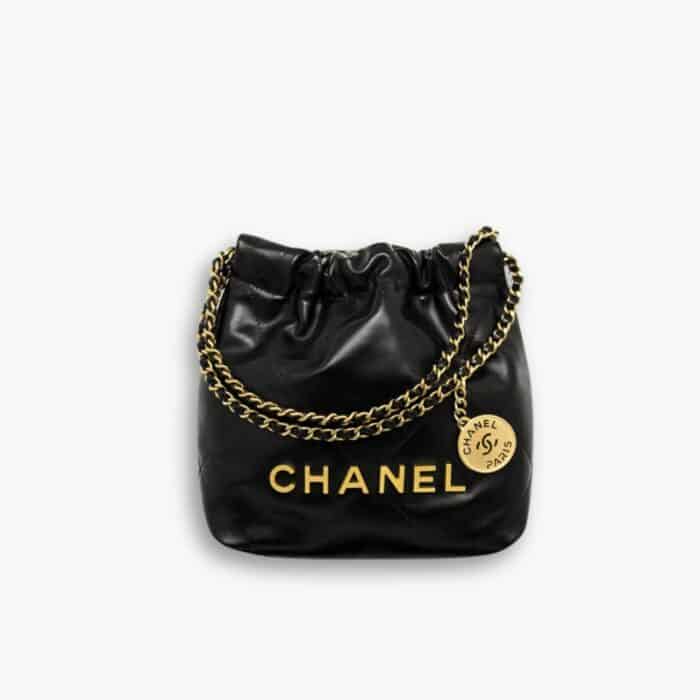 Chanel 22 Mini Bag Shiny Leather Black 20cm AS3980 B08037 94305