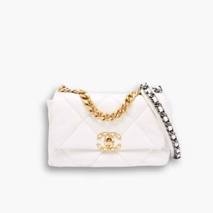 Chanel 19 Bag Leather In White 28cm