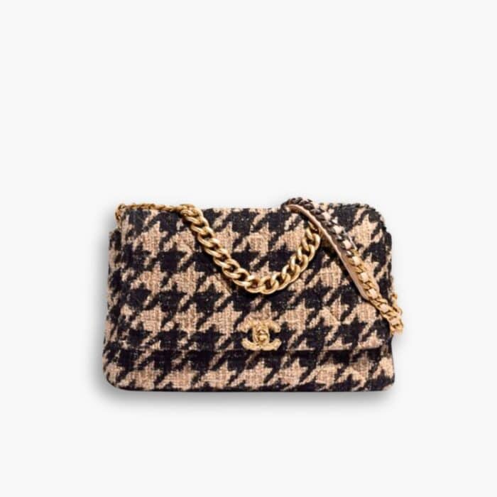 Chanel 19 Bag Tweed Beige And Black 26cm
