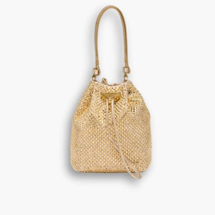 Prada Satin Mini Bag With Crystals Platinum 20Cm