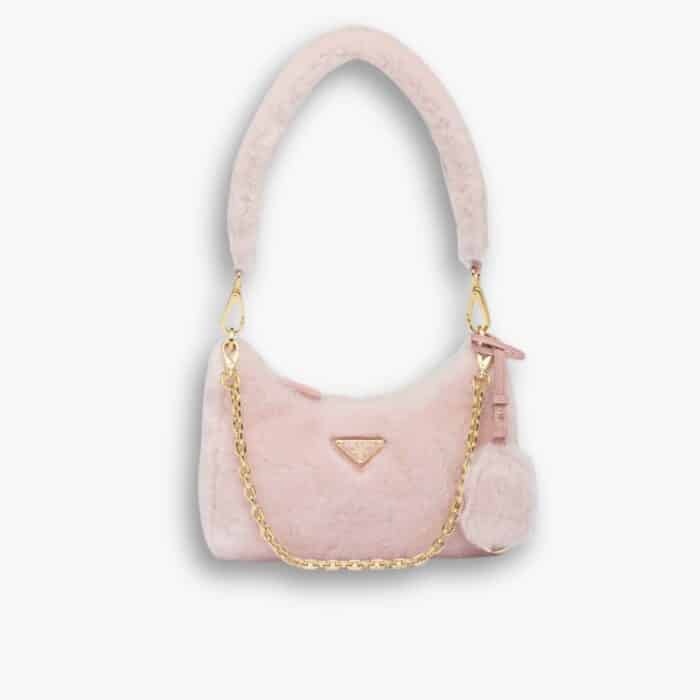 Prada Re Edition Mini Bag Shearling Orchid Pink 24cm 1BC204 2EC9 F0615 V ZOO