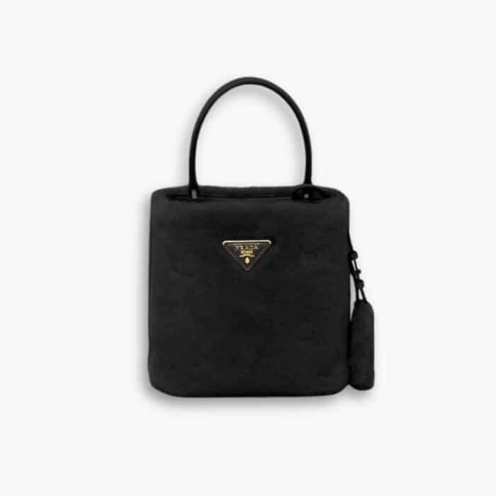 Prada Panier Shearling Bag Black 19cm 1BA373 2ECY F0009 V OOO