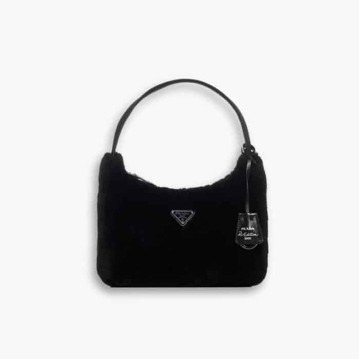 Prada Re Edition 2000 Bag In Shearling Black 23cm