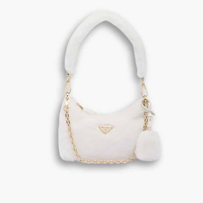 Prada Re Edition Mini Bag Shearling White 24cm 1BC204 2EC9 F0009 V ZOO