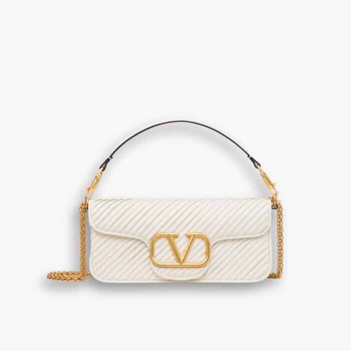 Valentino Garavani Locò Pleated Nappa White 26cm