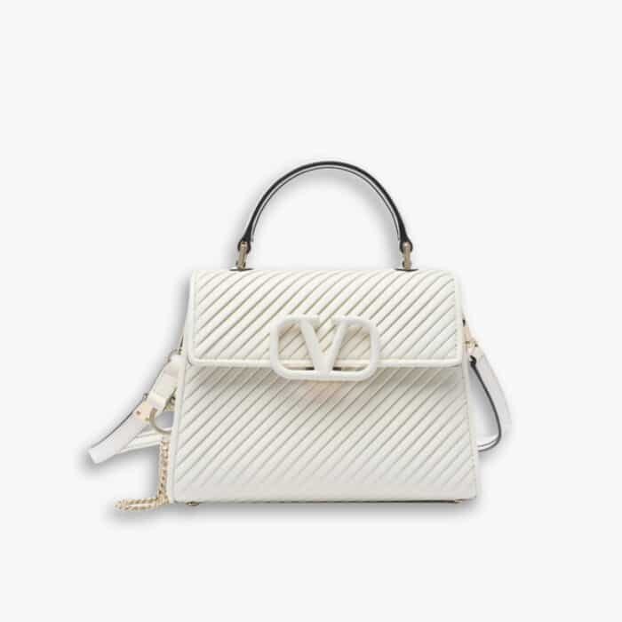 Valentino Garavani Small Leather Vsling White 20cm