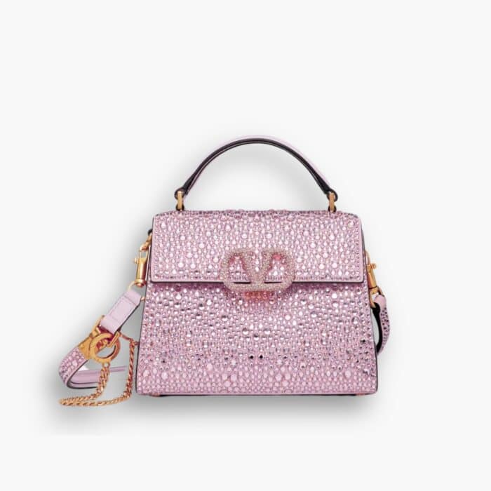 Valentino Vsling Mini Handbag With Sparkling Embroidery Pink 19Cm