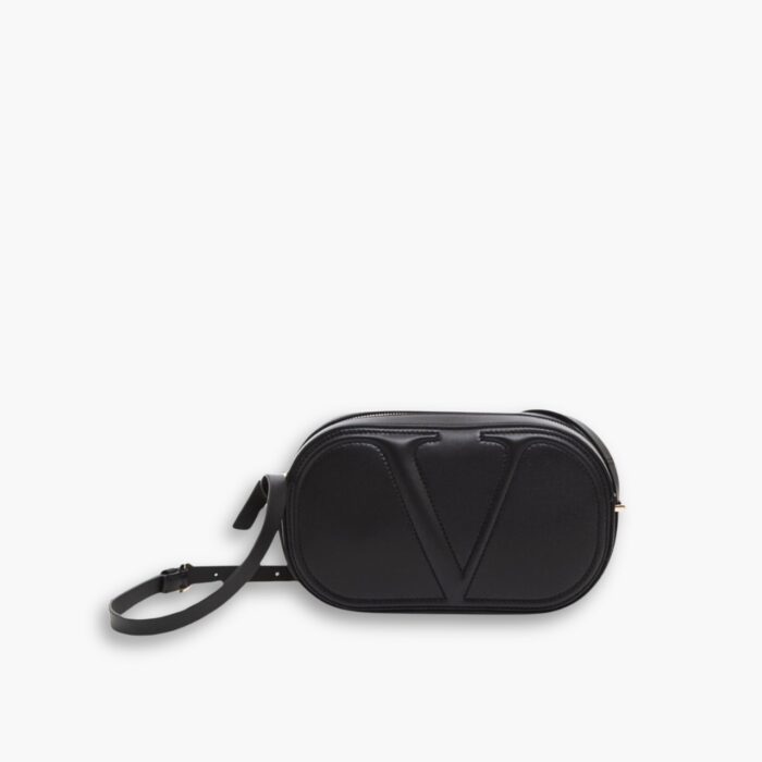 Valentino Vlogo Walk Leather Crossbody Bag Black 25cm