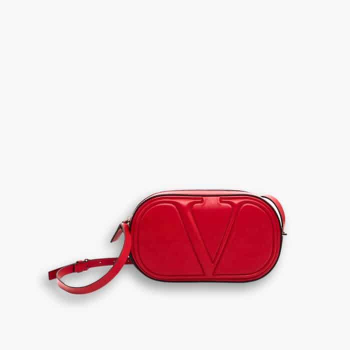 Valentino Vlogo Walk Leather Crossbody Bag Red 25cm