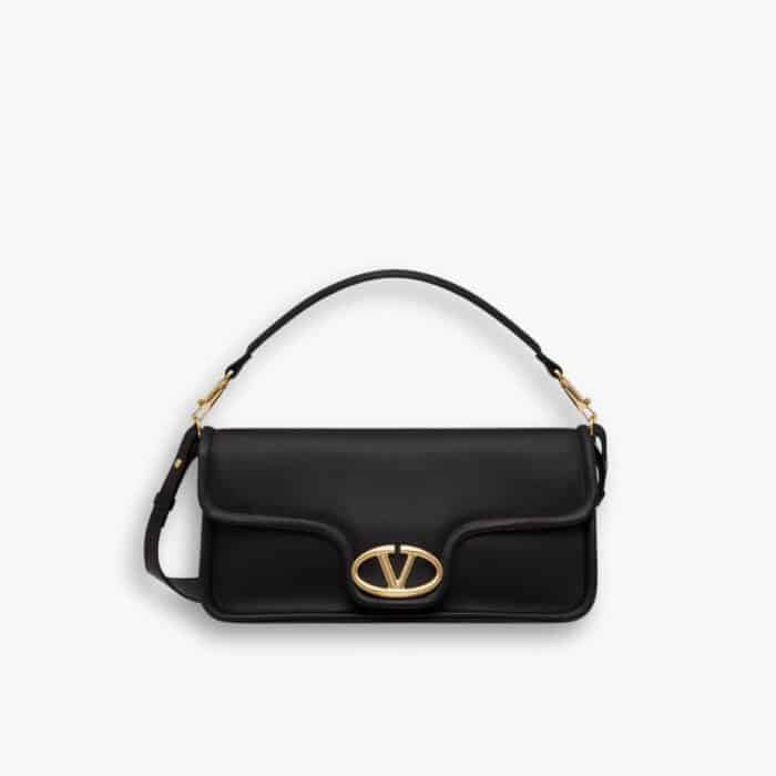 Valentino Garavani Vlogo 1960 Nappa Leather Shoulder Bag Black 28cm