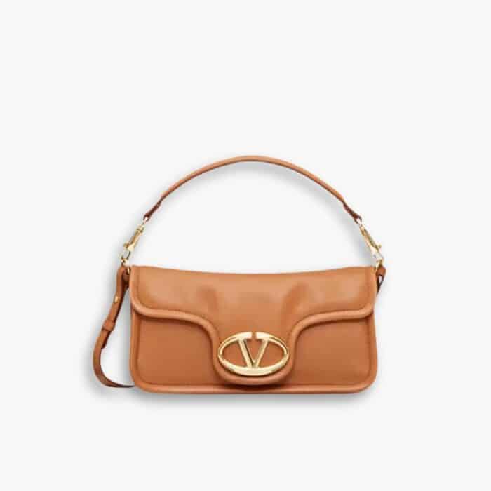 Valentino Garavani Vlogo 1960 Nappa Leather Shoulder Bag Brown 28cm
