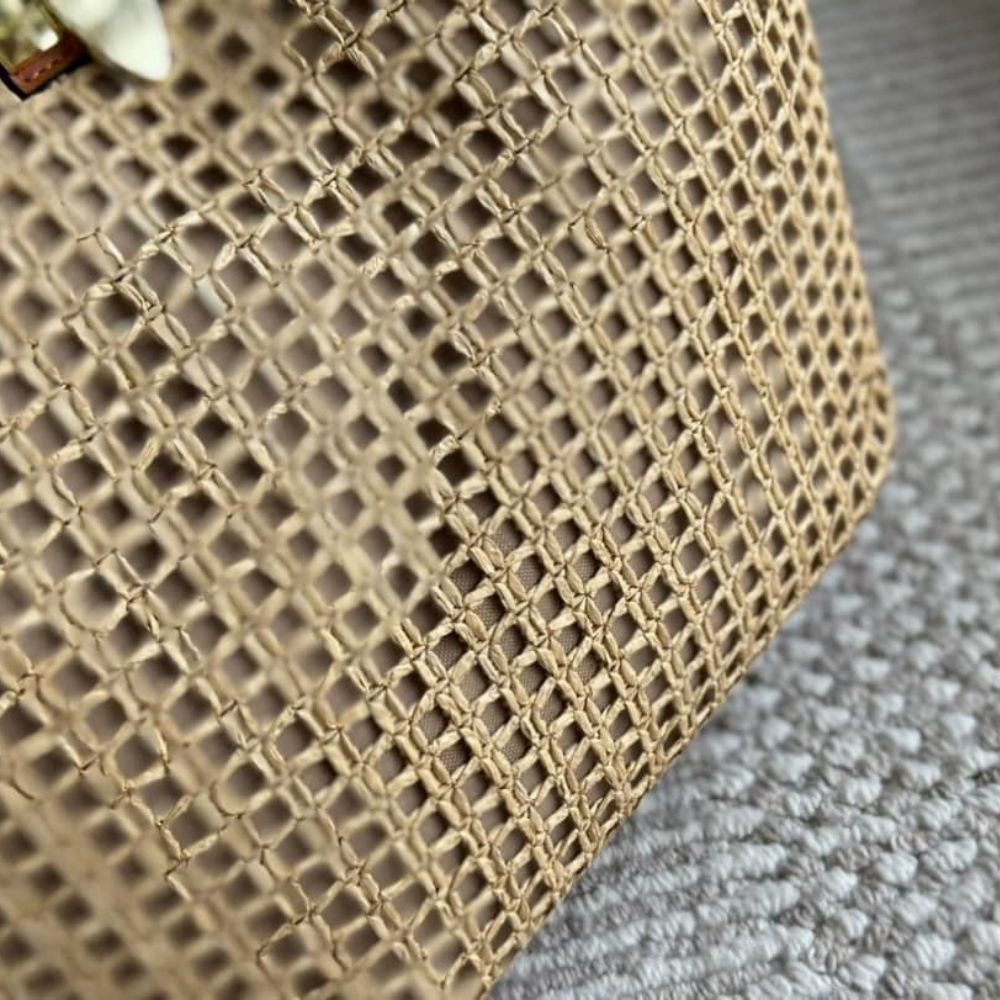 Valentino Garavani Rockstud Woven Raffia Tote Bag Natural 31cm 4W2B0N30MZI YHN - Image 5