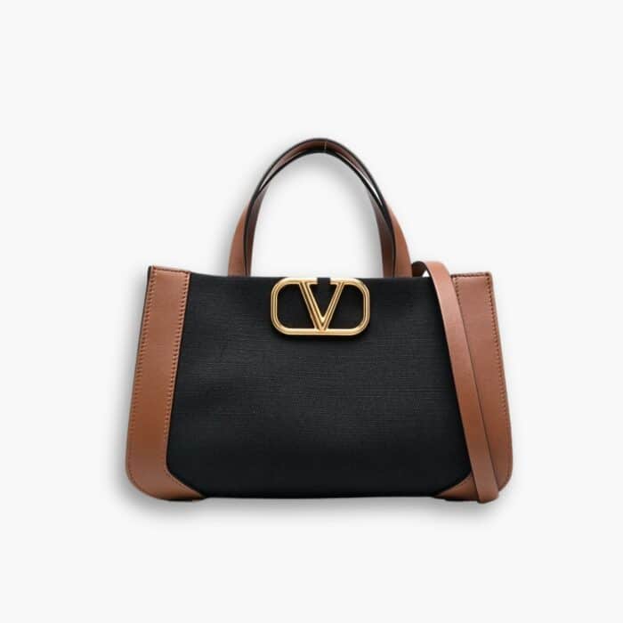 Valentino Garavani Small Vlogo Signature Tote Bag Black 22cm