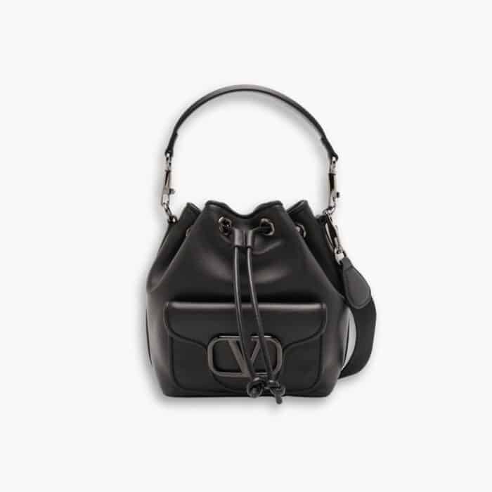 Valentino Garavani Loco Bucket Bag Black 18cm