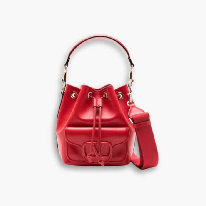 Valentino Garavani Loco Bucket Bag Red 18cm