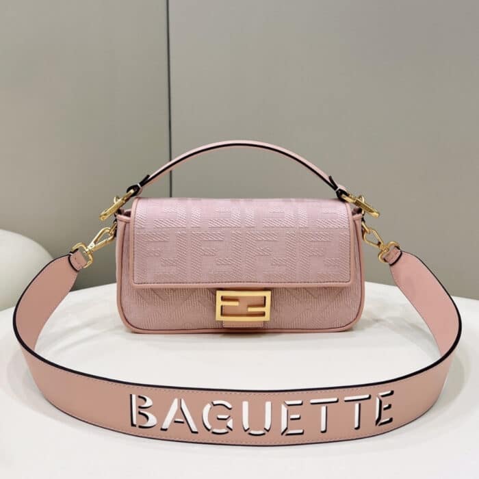 Fendi Baguette Canvas Bag Pink 28cm 8BR600AMCDF1J4A - Image 2
