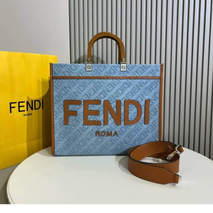 Fendi Sunshine Medium Bag Blue 35cm 8BH386AP4X - Image 2